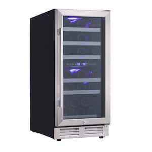 15-in W 25-Bottle Capacity Stainless Steel Dual Zone Cooling Built-In/freestanding Wine Cooler