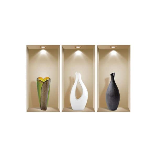 MI ALMA Multi-Color 3D Design Niche Wall Decal-Set of 3 Easy To Apply, Stunning Decorative Stickers For Home and Office