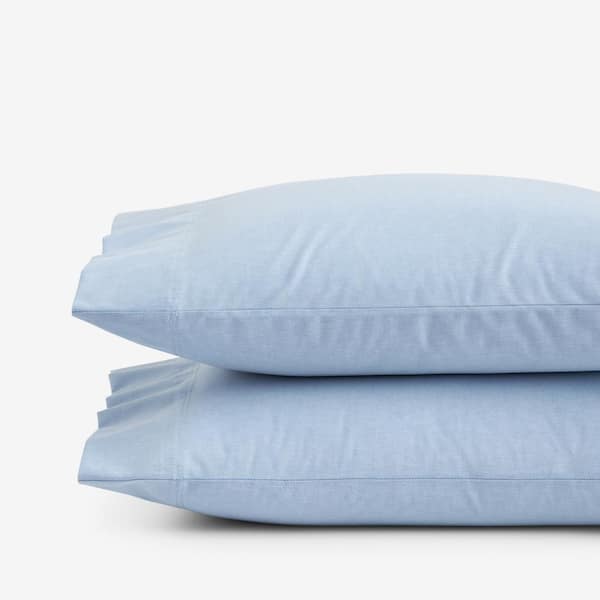 The Company Store Company Cotton Oxford Solid Blue King Cotton Pillowcases (Set of 2)