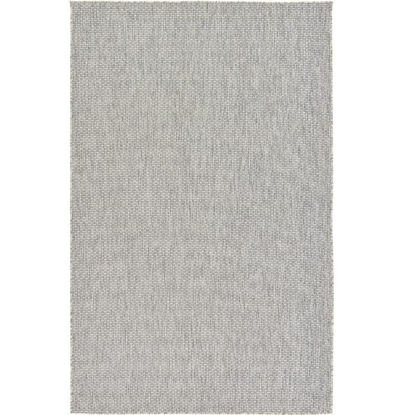 Gray Polypropylene 5 ft. x 8 ft. Solid Indoor/Outdoor Area Rug