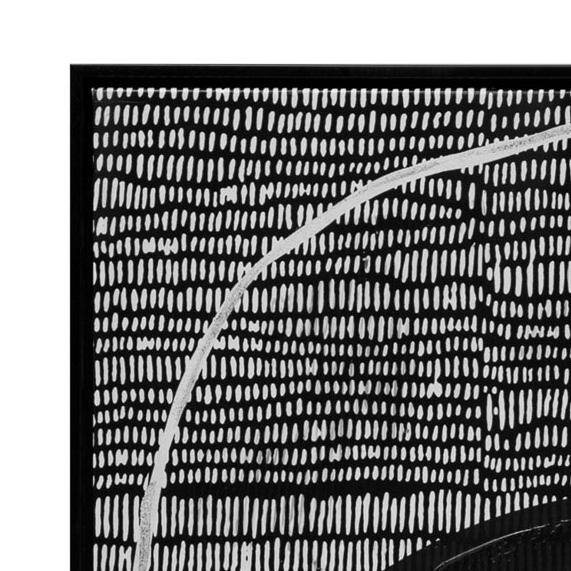 Hand-Painted Black and White Abstract Canvas Wall Art with Pine Frame