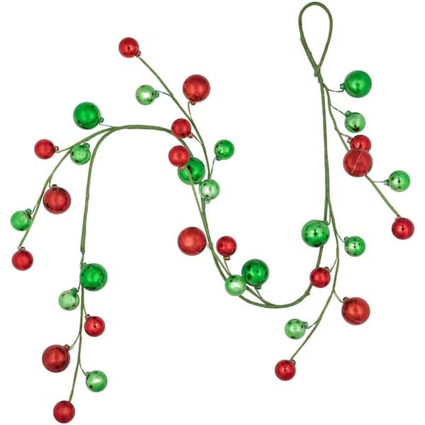 4' x 6" Green and Red Ball Ornament Artificial Christmas Garland Unlit