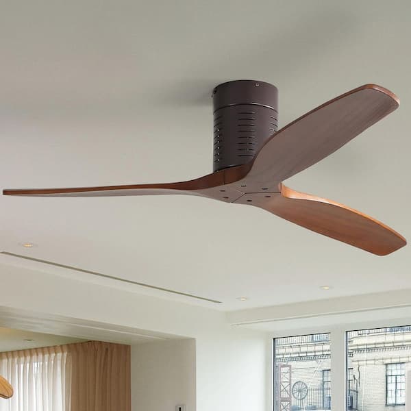 CACI Mall 52 in. Indoor/Outdoor Brown Ceiling Fan without Light for Bedroom or Living Room
