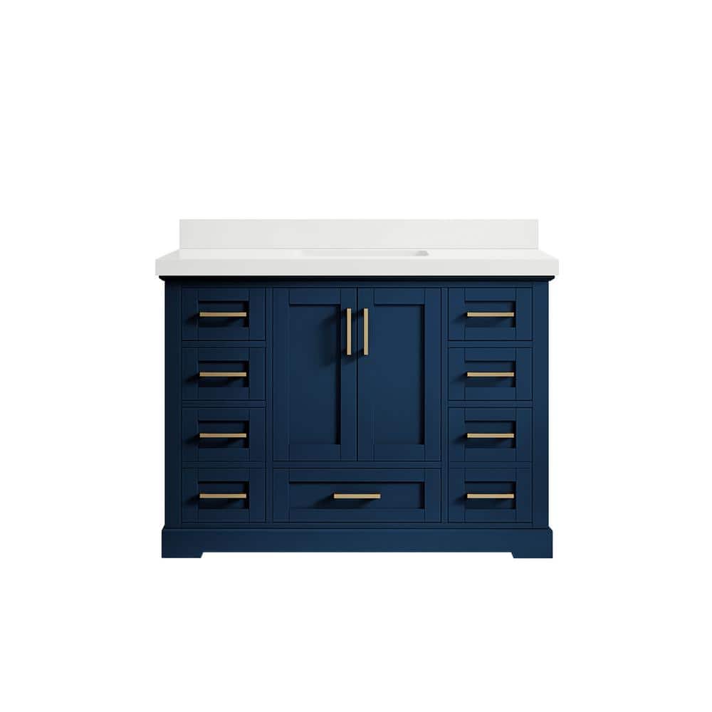 "Boston 48 in. W x 22 in. D x 36 in. H Bath Vanity in Navy Blue with 2"" White Quartz Top" price history on PriceWatchPro