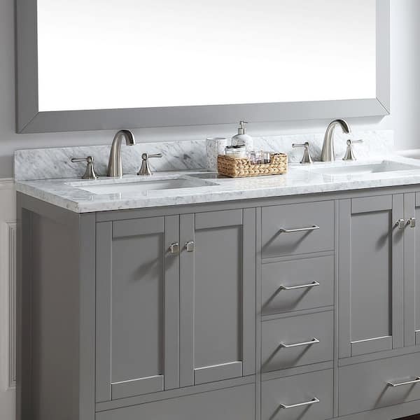 251WH 60 in. W x 4 in. H Carrara Marble Vanity Top Marble Backsplash in White