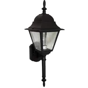 Black Hardwired Outdoor Coach Light Sconce with Clear Beveled Glass