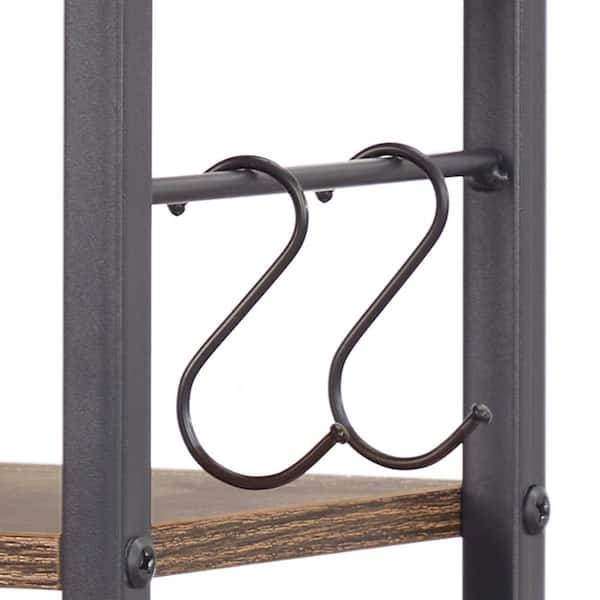 Narrow Bathroom Cabinet with Toilet Paper Holder Rustic Accent Storage Cabinet for Tight Corners Brown 31.5 in. H