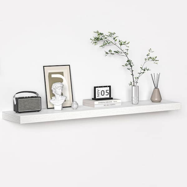 48 in. W x 10 in. D Rustic White Floating Decorative Wall Shelf