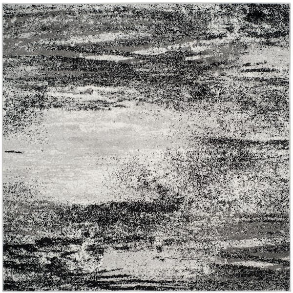 SAFAVIEH ADirondack Silver/Multi 10 ft. x 10 ft. Solid Color Distressed Square Area Rug