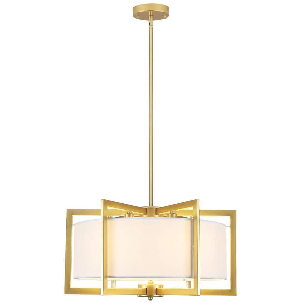 21.25 in. 6-Light Painted Gold Chandelier Drum Pendant Light with White Drum Shade price history on PriceWatchPro