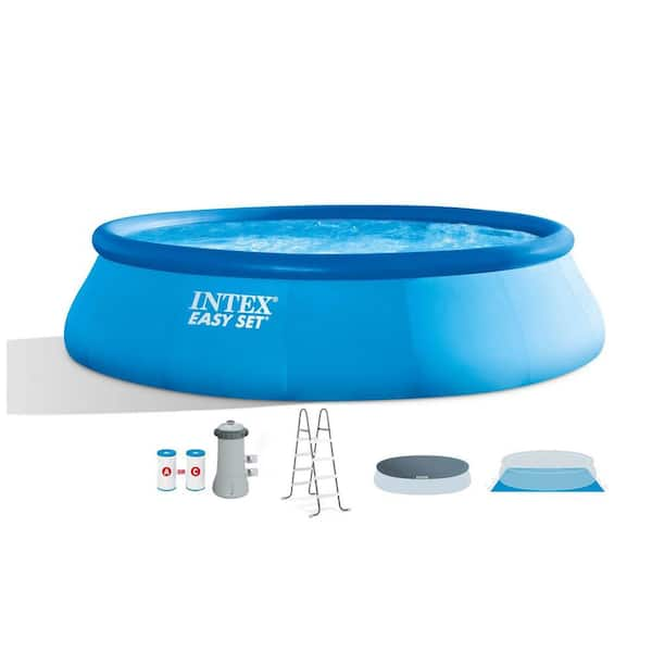 Intex Easy Set 15 ft. Round x 42 in. Deep Inflatable Pool with 1,000 ...