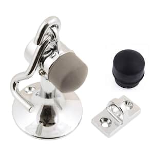 Polished Chrome Solid Brass Cannon Floor Door Stop with Hook and Holder