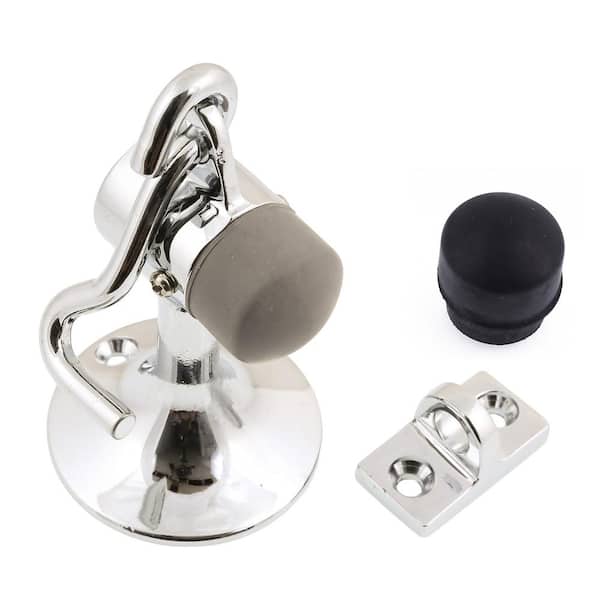idh by St. Simons Polished Chrome Solid Brass Cannon Floor Door Stop with Hook and Holder