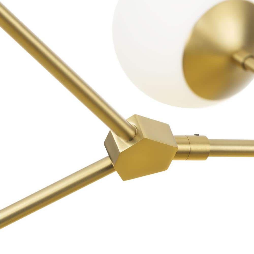 Haas 50'' Brushed Bronze Chandelier with Opal Glass Globes