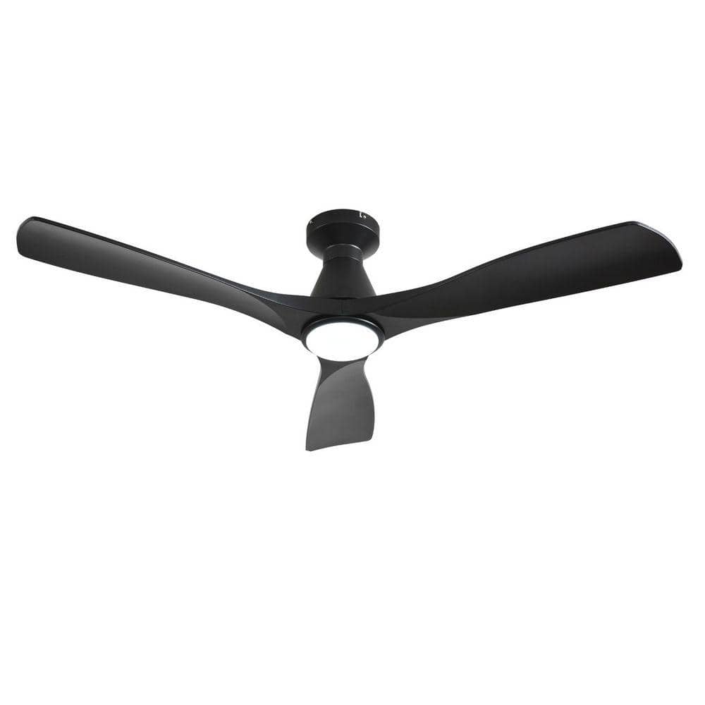 Dovanpaul 52 in. Black 3 Blade Flush Mount Low Profile Ceiling Fan