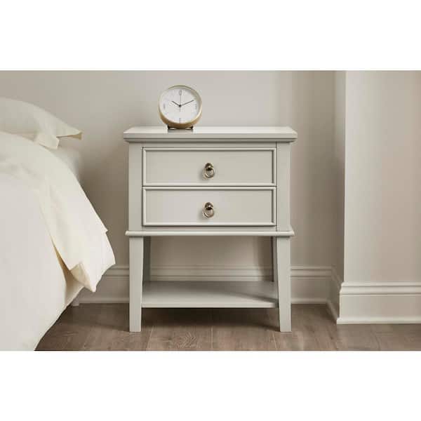StyleWell Grantley 2 Drawer Riverbed Taupe Wood Nightstand (22 in W. X 26 in H.)
