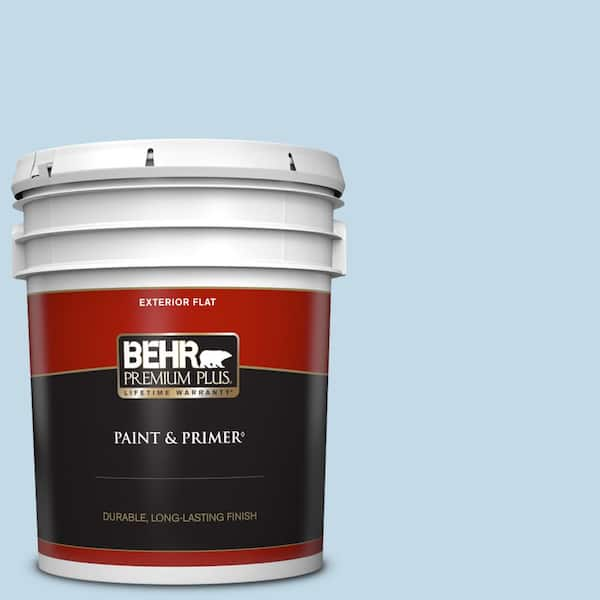 BEHR PREMIUM PLUS 5 gal. Home Decorators Collection #HDC-CT-15 Summer Sky Flat Exterior Paint & Primer