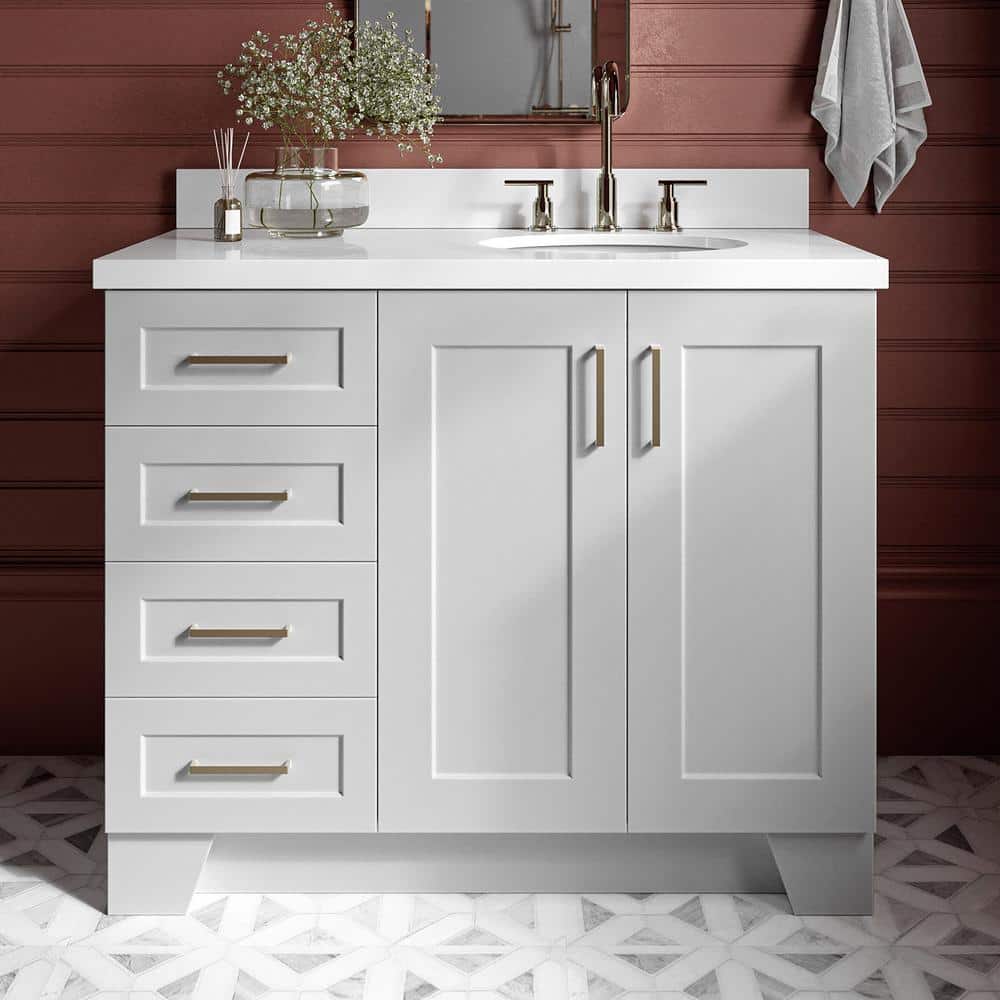 Taylor 43 in. Single Sink Freestanding Bathroom Vanity in Gray with Pure White Quartz Top price history on PriceWatchPro