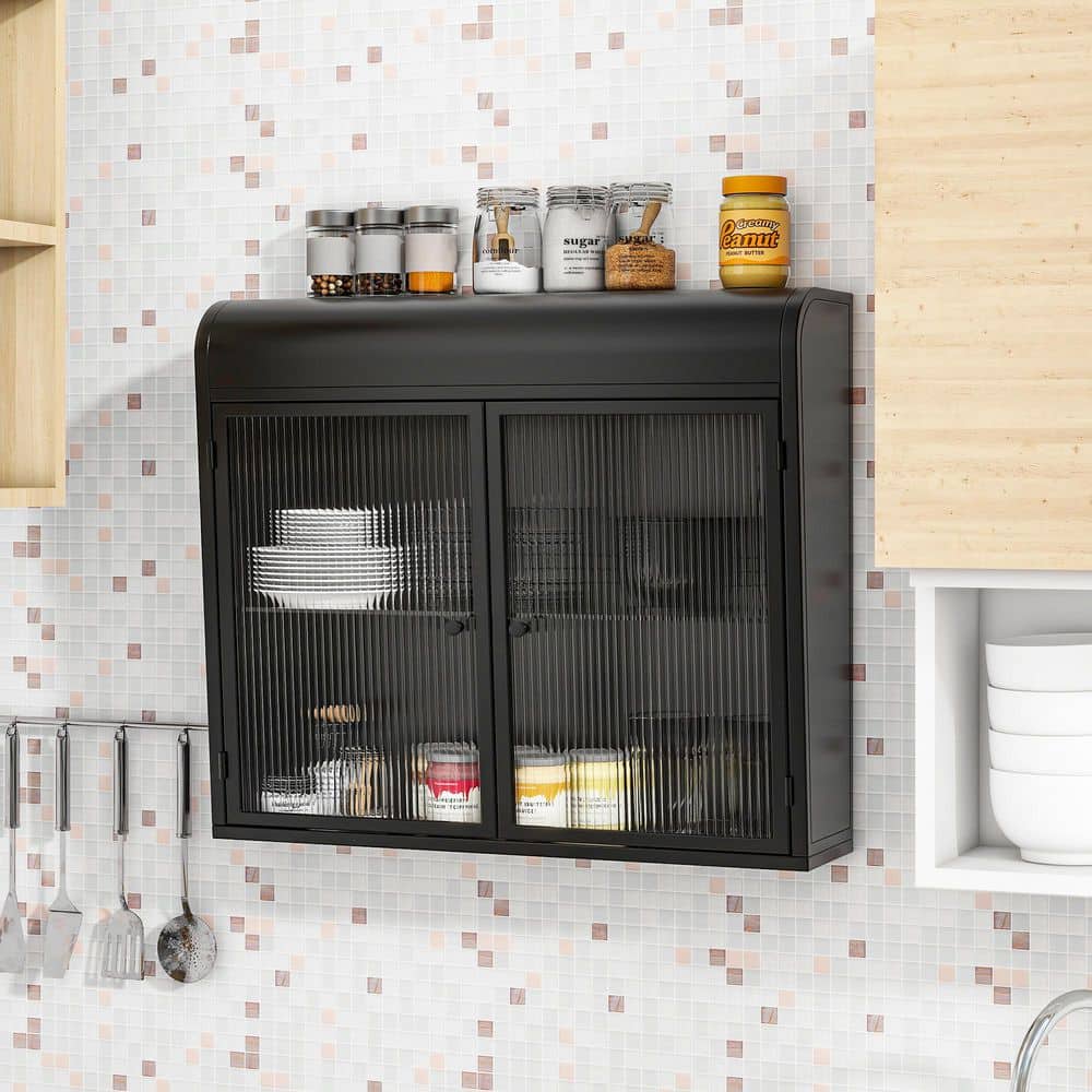 27.55 in. W x 23.62 in. H Rectangular Antique Black Metal Surface Mount Wall Cabinet Medicine Cabinet without Mirror price history on PriceWatchPro