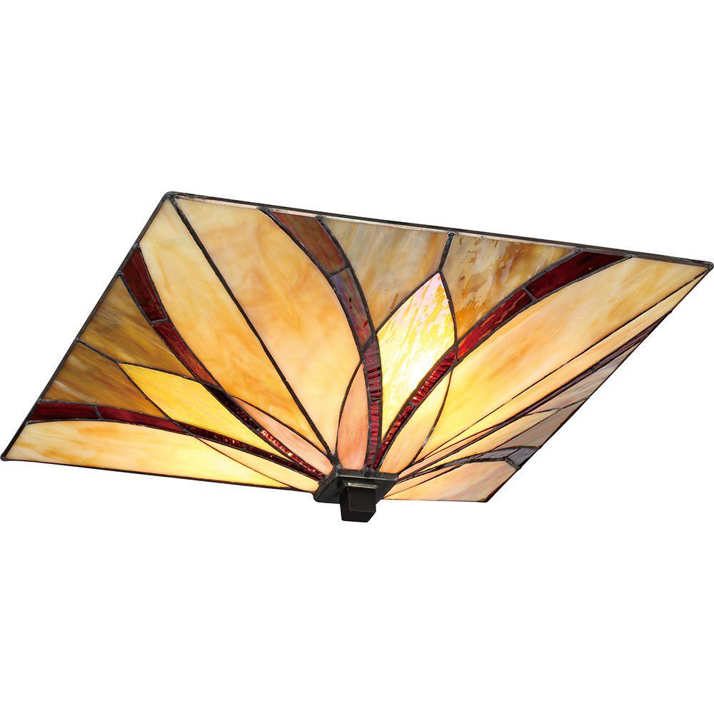 Valiant Bronze Tiffany Glass Flush Mount Ceiling Light