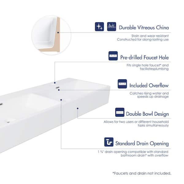 Eridanus 48 in. Turner Crisp White Vitreous China