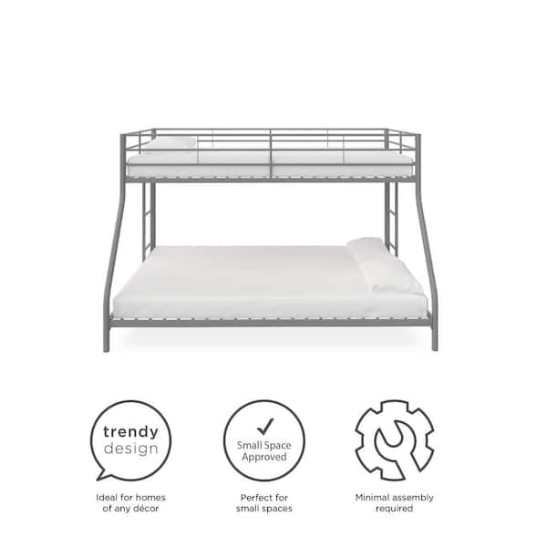 Dhp Fulton Silver Metal Twin Over Full, Twin Over Full Metal Bunk Bed Assembly Instructions Pdf