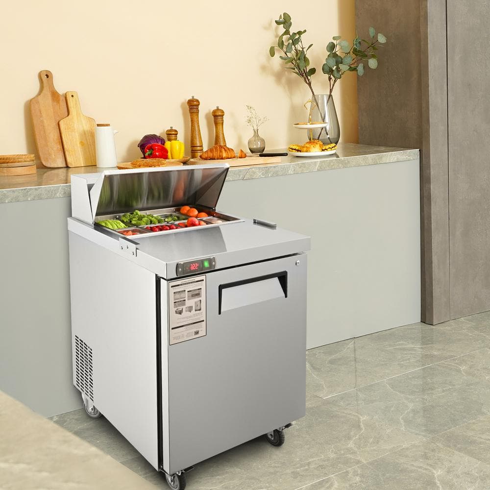 Stainless Steel Commercial Food Prep Table with Refrigerator