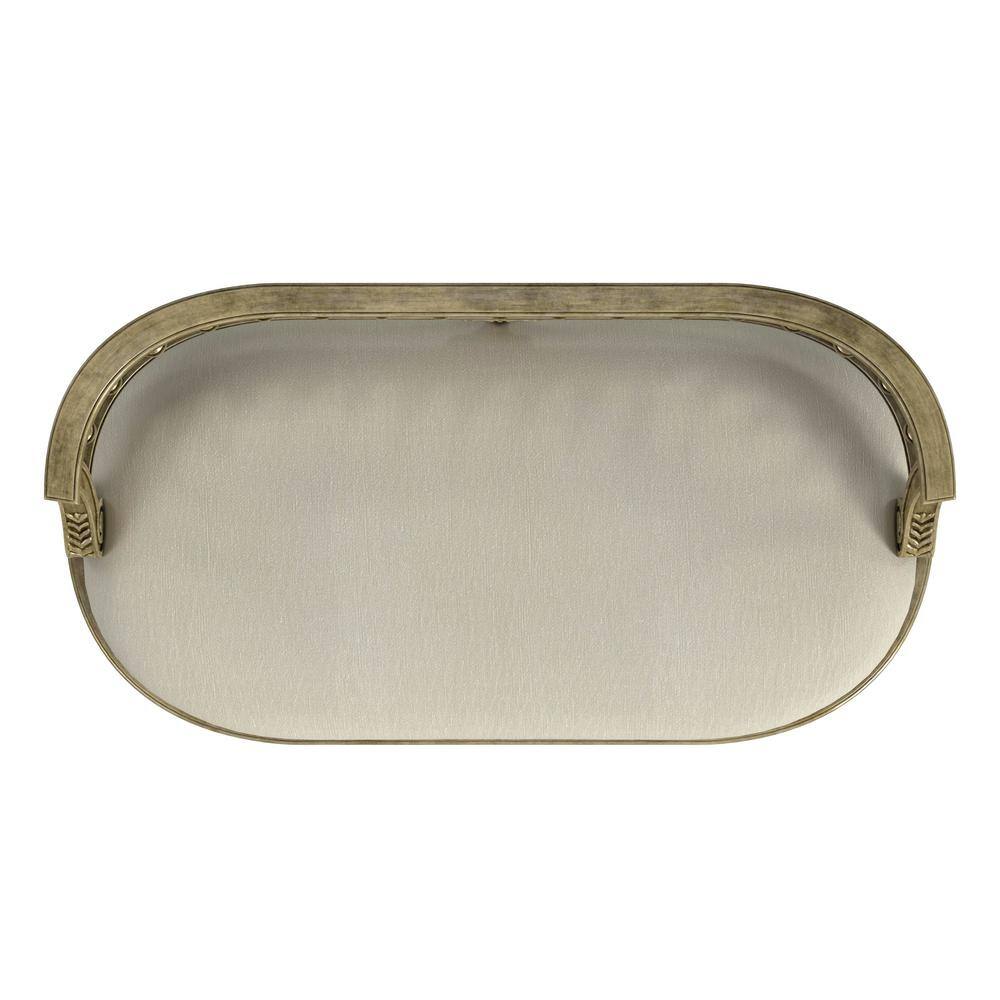 Hathaway 37" Cream Upholstered Bench with Carved Spindle Back