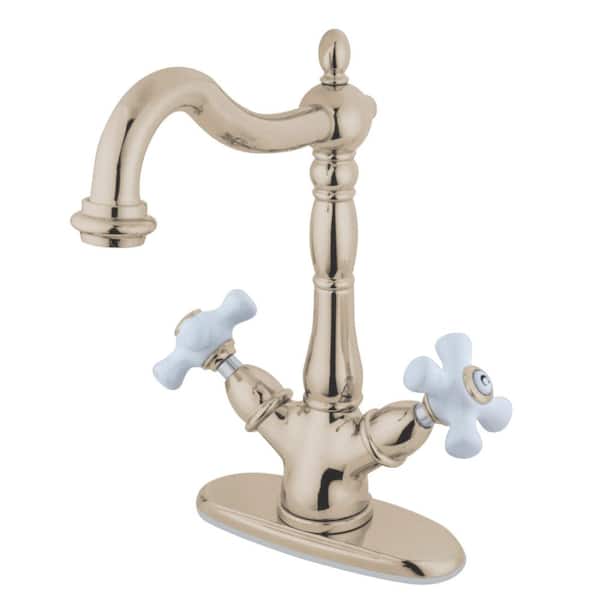 Kingston Brass Heritage Single Hole 2-Handle Bathroom Faucet in Polished Nickel