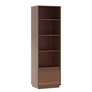 Maxwell 21.88 in. W Walnut Finish Wood Bookcase with Drawer and 4-Shelves