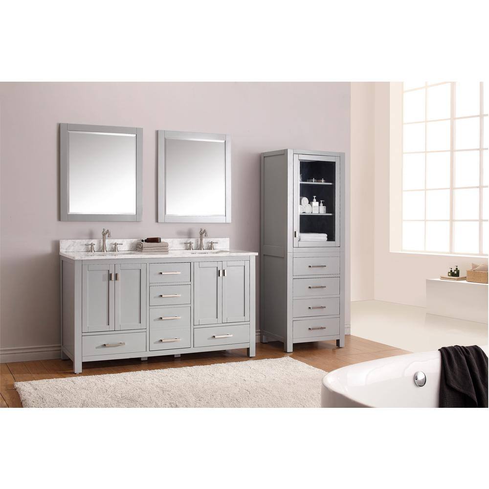 Transitional 60'' Double Freestanding Vanity Base in Chilled Gray