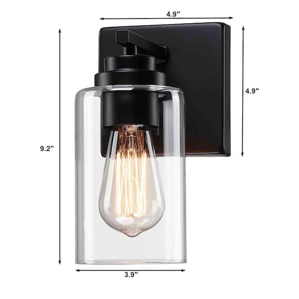 Pia Ricco 4.8 in. 1-Light Black Wall Lighting Sconces With