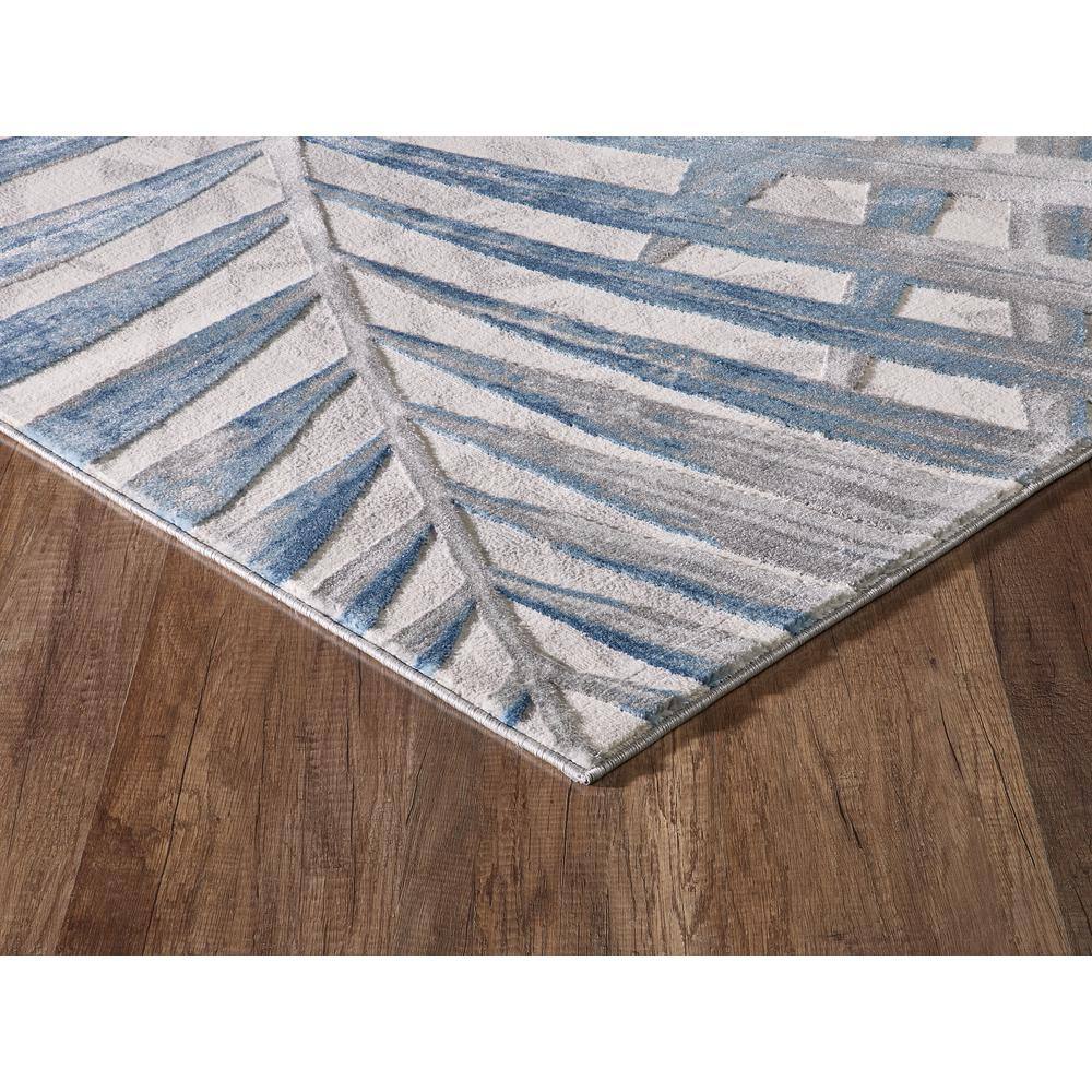 Abani Blue and Gray Floral Palm Leaf Area Rug 5'3" x 7'6"