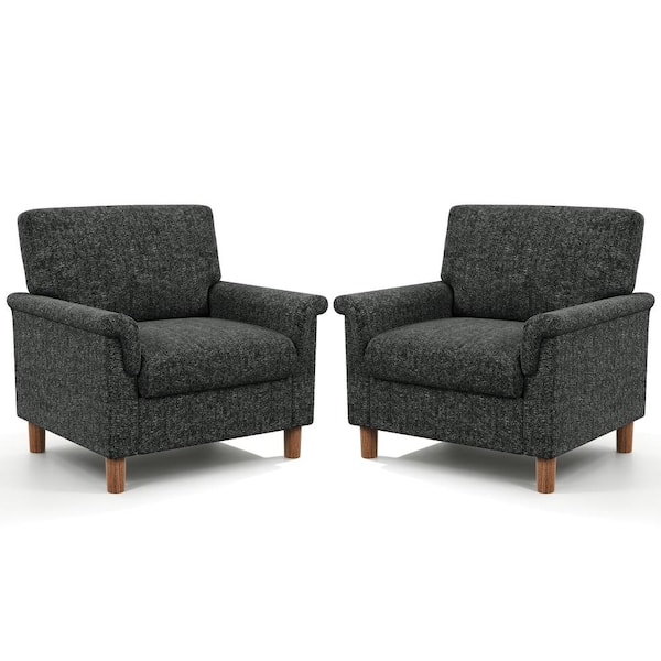 Mid Century Modern Accent Chairs Set of 2,Chenille Comfy Arm Chairs with Widen Arm Rest,Easy Assembly Required