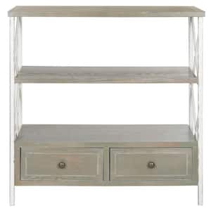 Chandra 34 in. 2-Drawer Gray/Off-White Wood Console Table