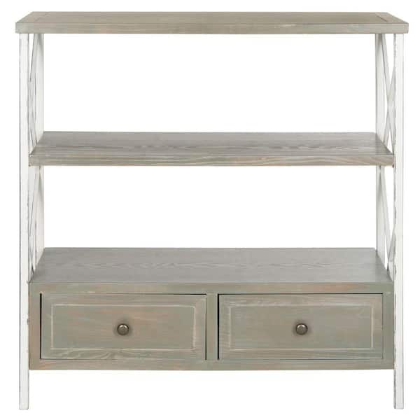 SAFAVIEH Chandra 34 in. 2-Drawer Gray/Off-White Wood Console Table