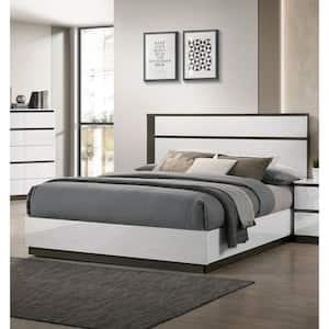 Summit Run White and Metallic Gray Solid Wood Frame Queen Platform Bed