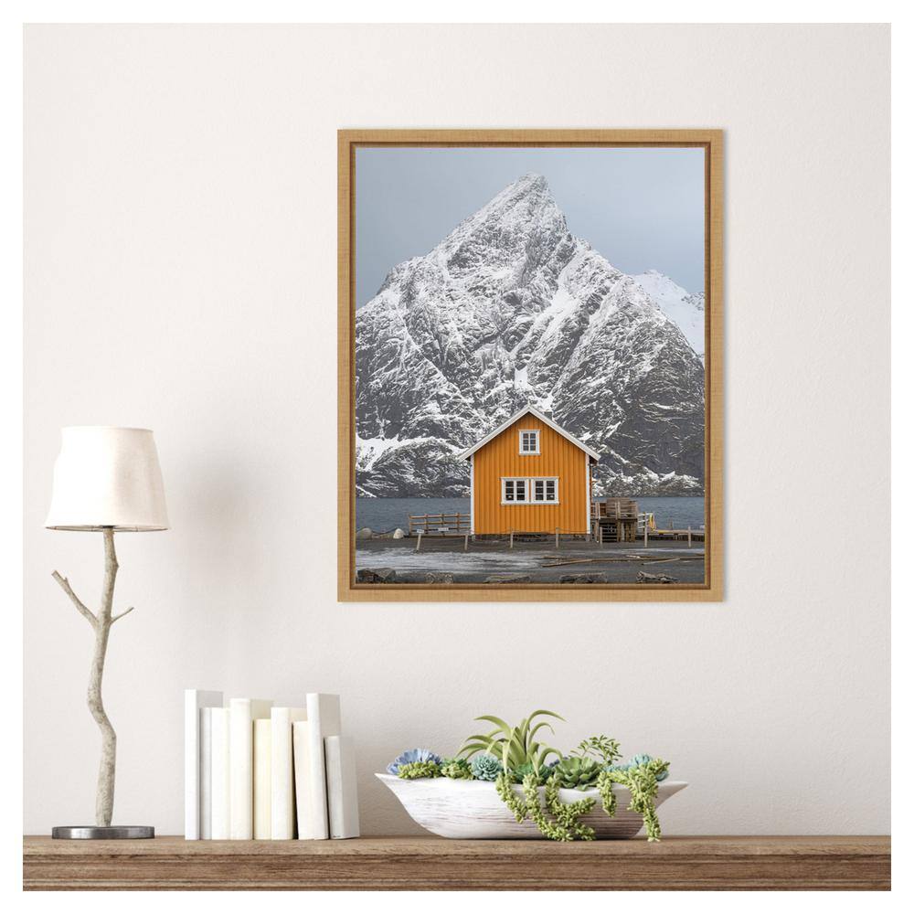 Yellow House Scenic Landscape Framed Canvas Wall Art