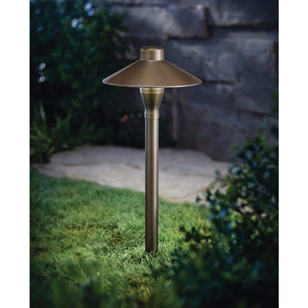 Home Decorators Collection 60 Lumen Low Voltage Brass Integrated LED 2700K Warm White Waterproof Outdoor Landscape Path Light