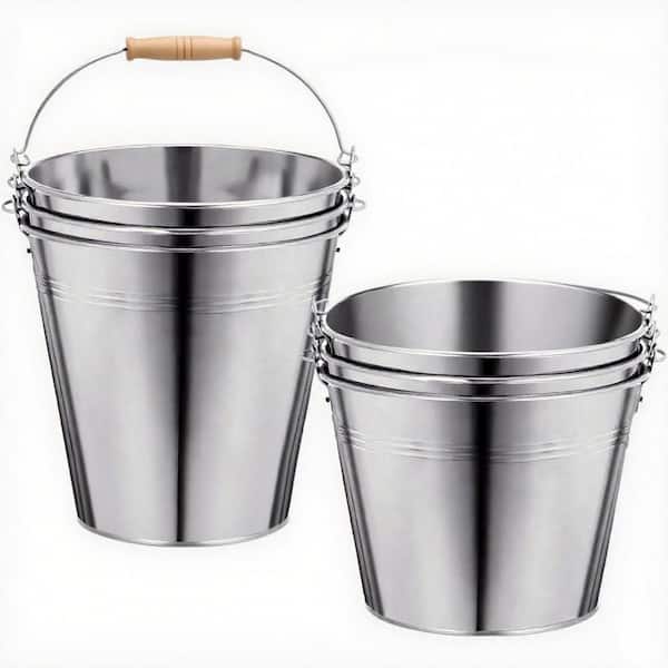 6-Piece Silver Galvanized Steel Bucket with Handle for Gifts, Ice, Candy, Parties, Family Gatherings, BBQs