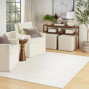 Casual Ivory 7 ft. x 9 ft. Abstract Contemporary Area Rug