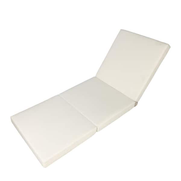 27 x 4 in. Outdoor Chaise Lounge Chair Replacement Cushion Triple Folds, Waterproof Fabric, Cream