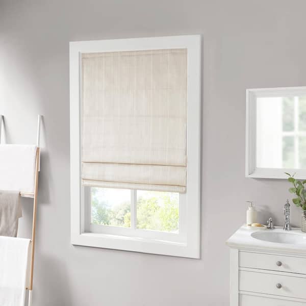Colm Ivory Cordless Basketweave Polyester 33 in. W x 64 in. L Room Darkening Roman Shade