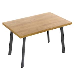 47.2 in. Rectangular Oak Wood Top Dining Table with Carbon Steel Legs (4 Seats)