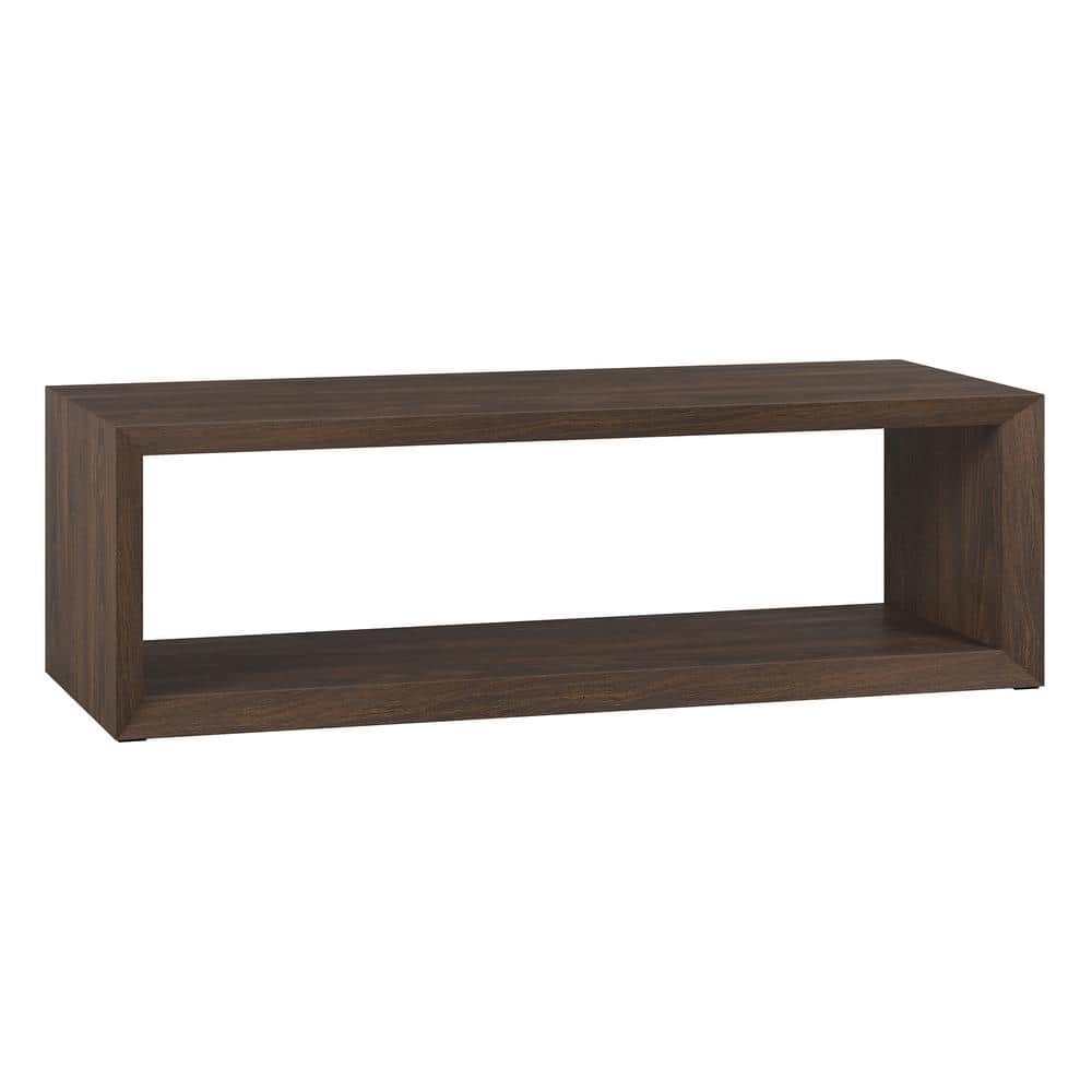Alder Brown Rectangular MDF Coffee Table with Shelf