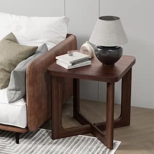 Aydan 24 in. Walnut Color Square Solid Wood Oak Coffee Table Side Table