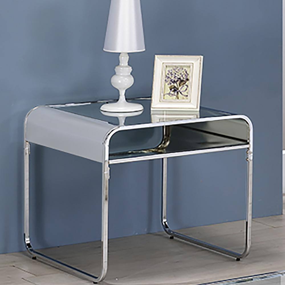 Mindry 24 in. Chrome Square Glass Top End Table - thumbnail 10