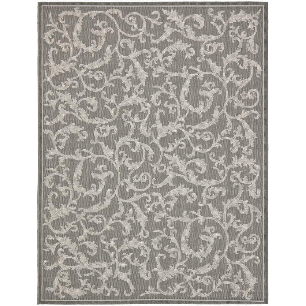 Courtyard Anthracite/Light Gray 9 ft. x 12 ft. Floral Indoor/Outdoor Patio  Area Rug price history on PriceWatchPro