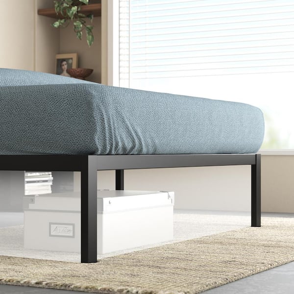 Zinus Brown Metal and Bamboo Frame Queen Platform Bed with