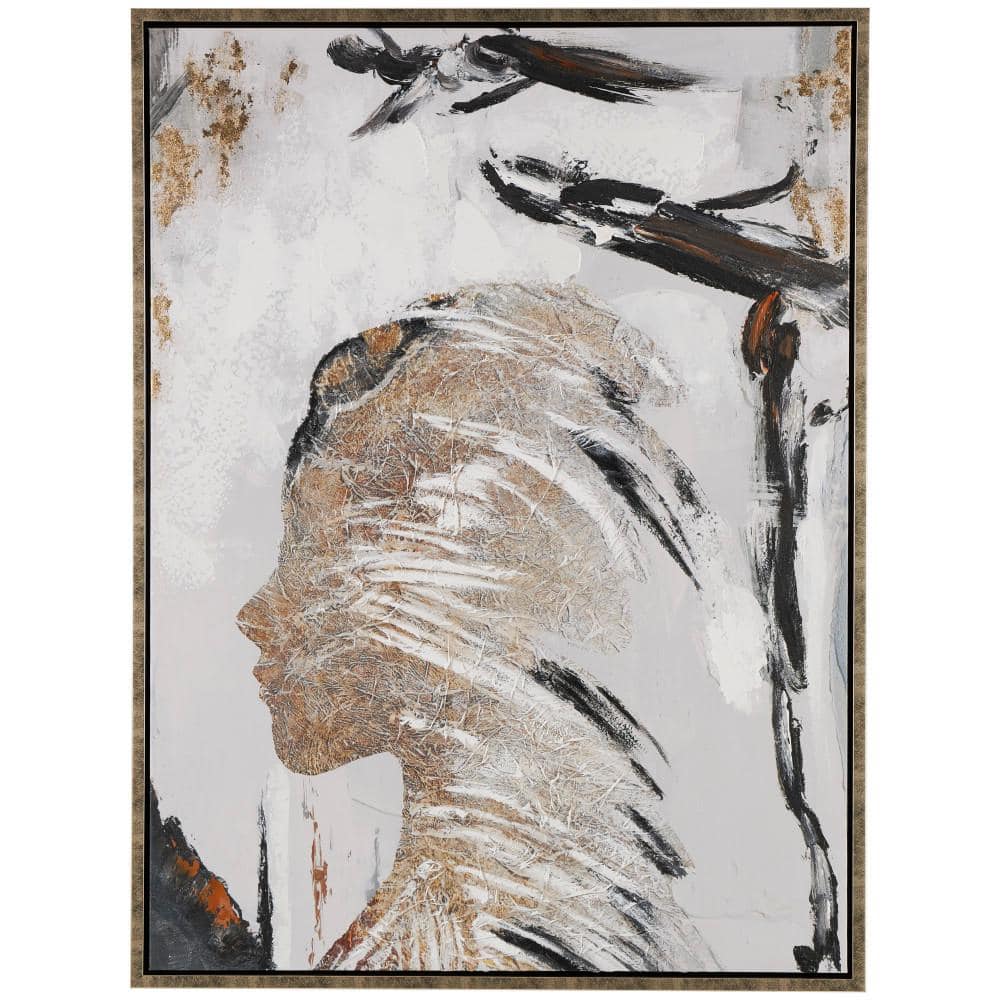 Canvas Abstract Art Deco Linear Arched Framed Wall Art With Black Accent  White - The Novogratz : Target